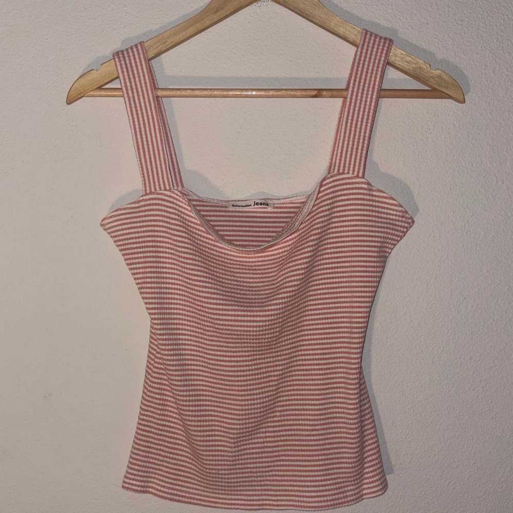 Reformation Red and White Striped Tank Top
